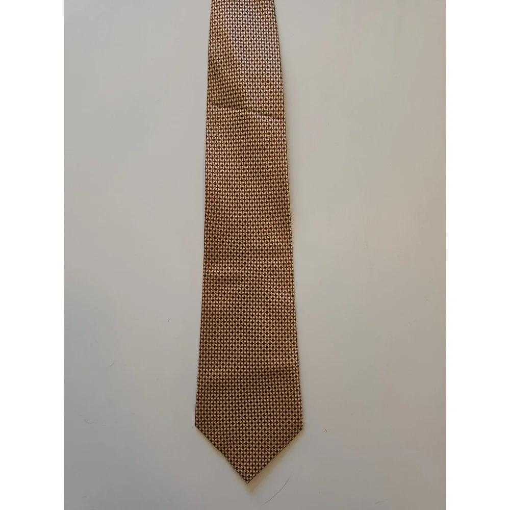 GUCCI 100% Silk Italy Preppy Old Money Maximalist Geometric Tan‎ Brown Tie